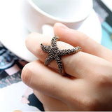 Retro cute fashion vintage Cute Starfish rings jewelry wholesale
