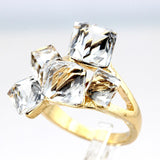 Beautiful Square Sapphire Jewelry Rose Gold Plated Rings Women Crystal Anillos