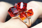 Beautiful Square Sapphire Jewelry Rose Gold Plated Rings Women Crystal Anillos