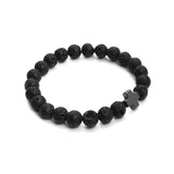 Natural Lava Stone Beaded Bracelet Men Hematite Gallstone Cross Bracelets