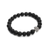 Natural Lava Stone Beaded Bracelet Men Hematite Gallstone Cross Bracelets