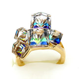 Beautiful Square Sapphire Jewelry Rose Gold Plated Rings Women Crystal Anillos